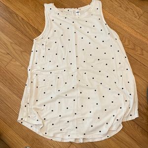 Old Navy Luxe Swing Tank (Ivory with Black Polka Dots, Small)